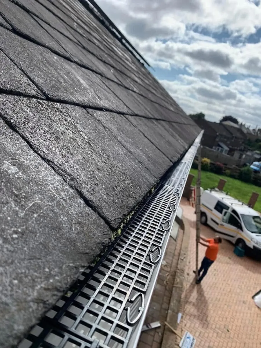 Gutter guard fitted on a slate roof in Redruth